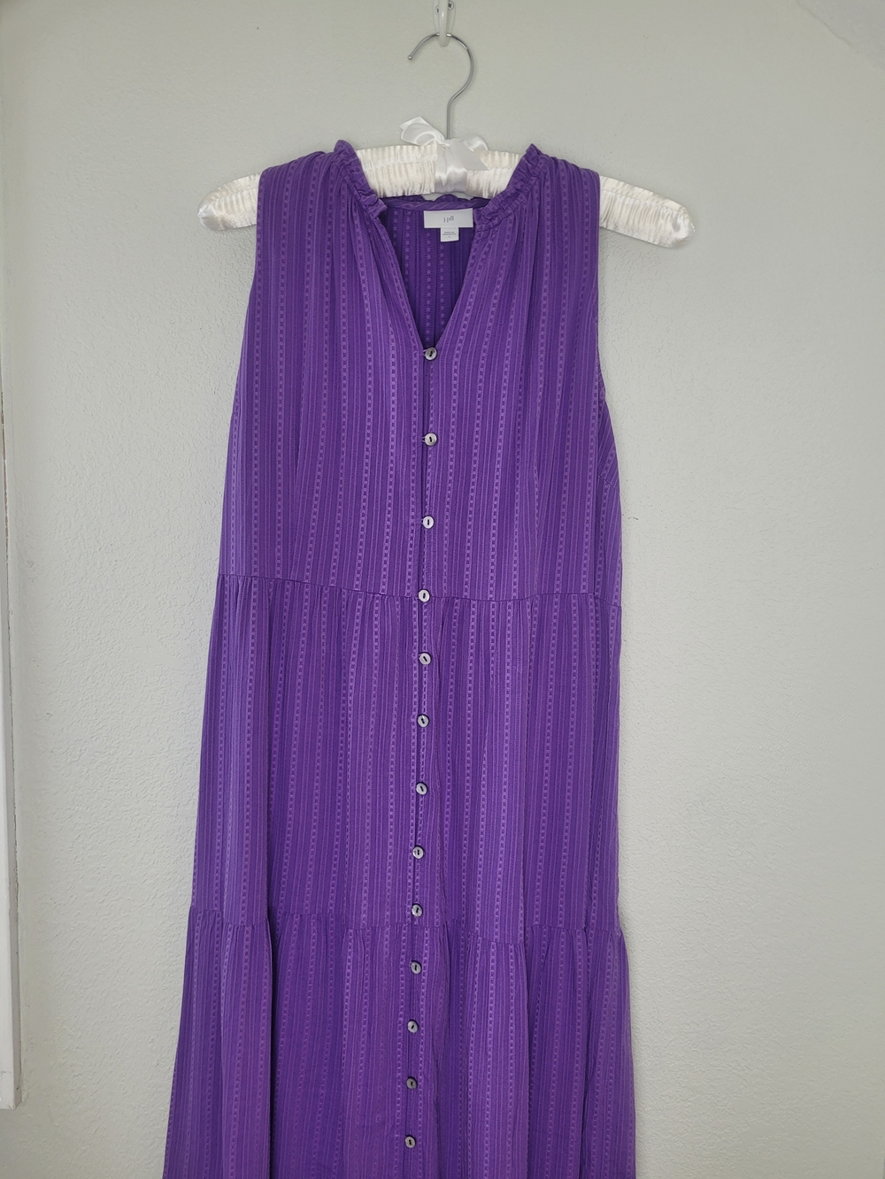 J. Jill Purple Sleeveless Button-Front Tiered Maxi Dress - Picture 3 of 12